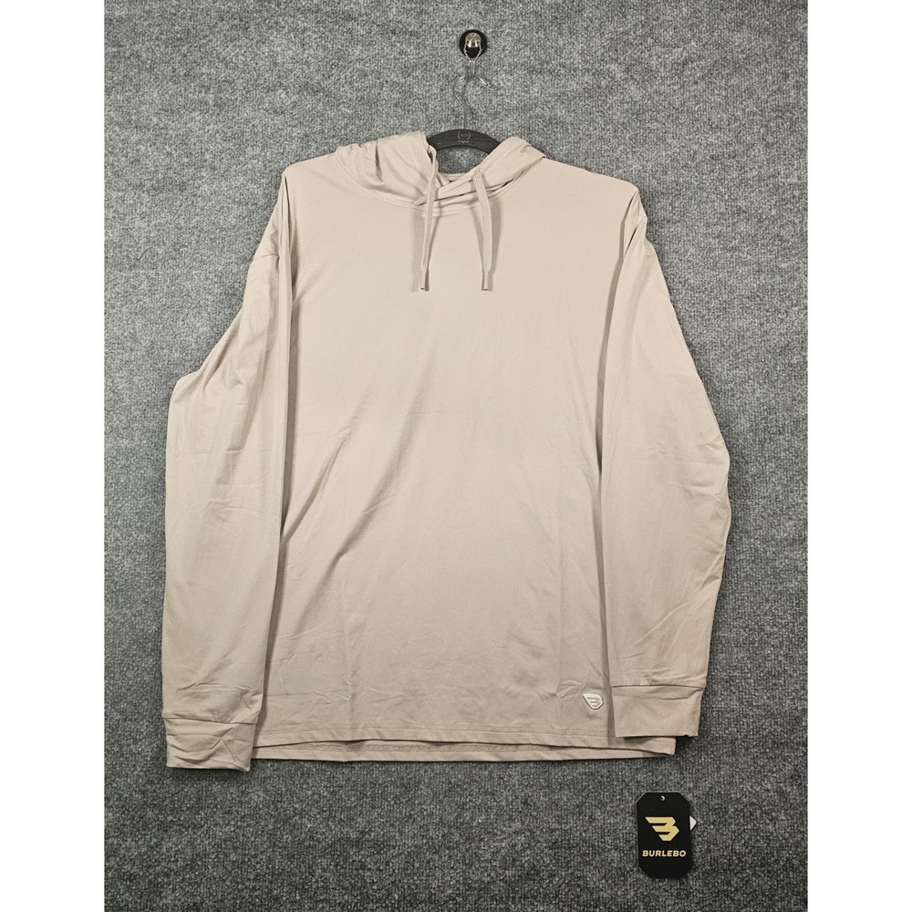 Burlebo Performance Hoodie Size Large Beige Tan Lightweight Hiking Hunting